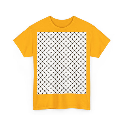 Keffiyeh Pattern Heavy Cotton Tee - Modern Mesh Design Streetwear T-Shirt
